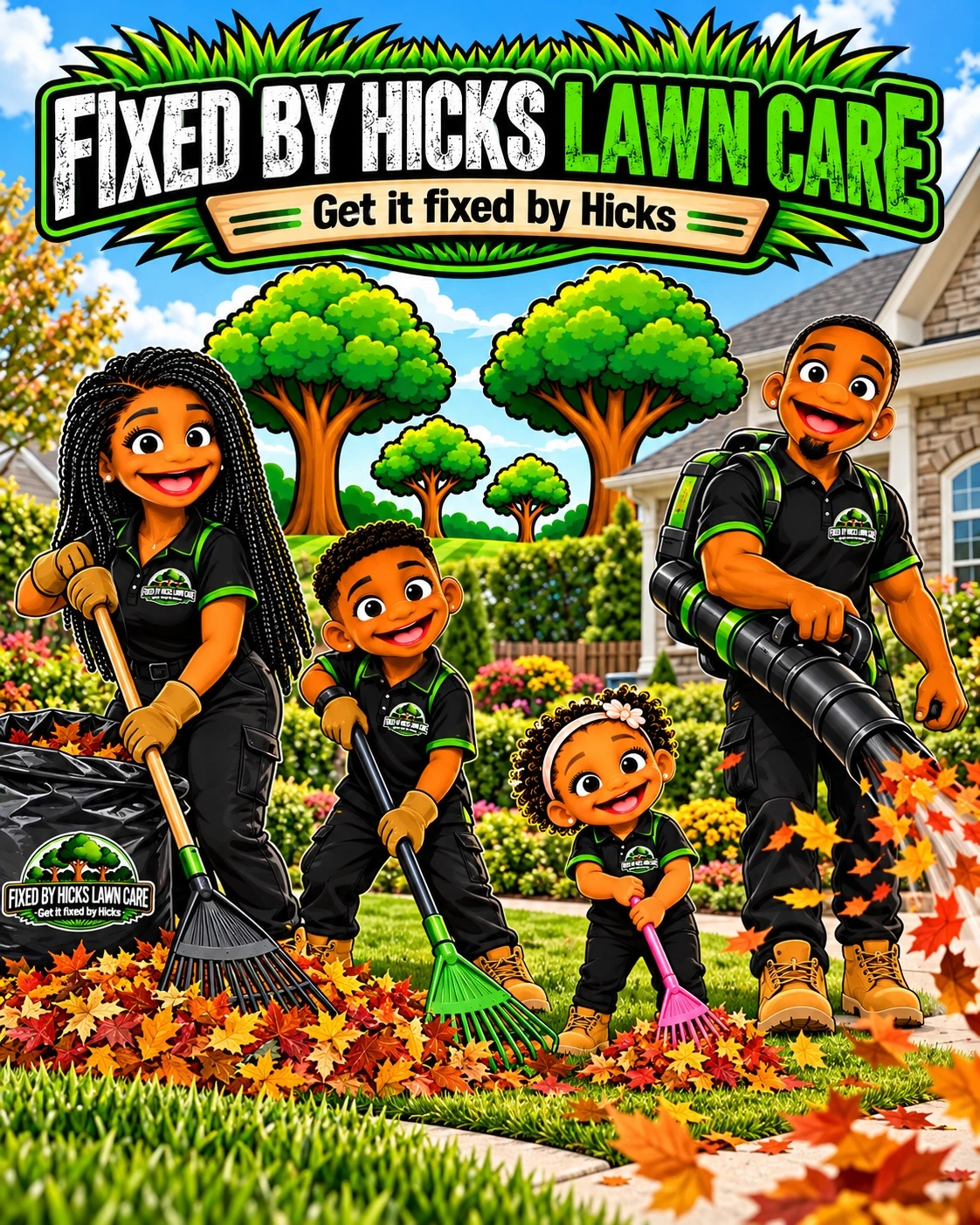 Fixed by Hicks branded family artwork: Seasonal cleanup